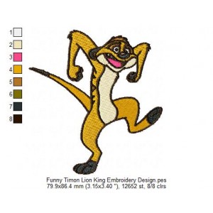 Funny Timon Lion King Embroidery Design